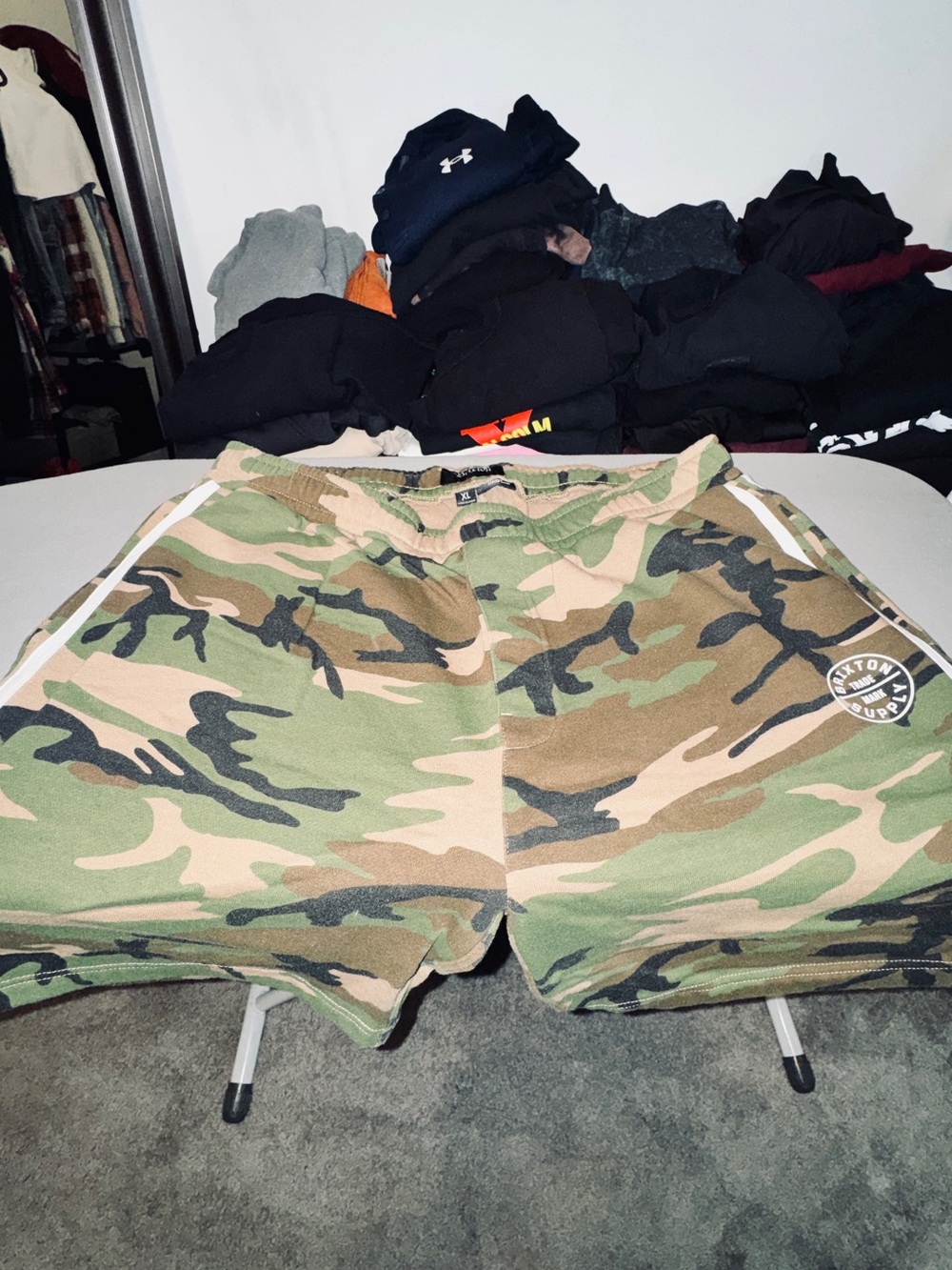 Brixton Camo Athletic Shorts - Green/Tan